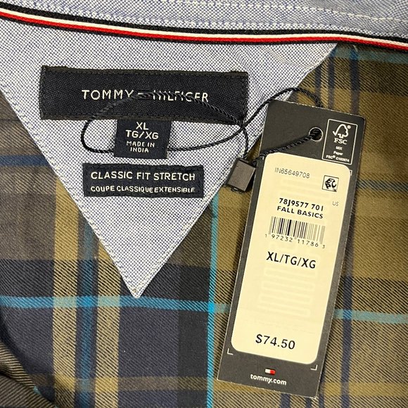 NWT Tommy Hilfiger Men’s Classic Fit Stretch Plaid Button Down - Picture 4 of 5